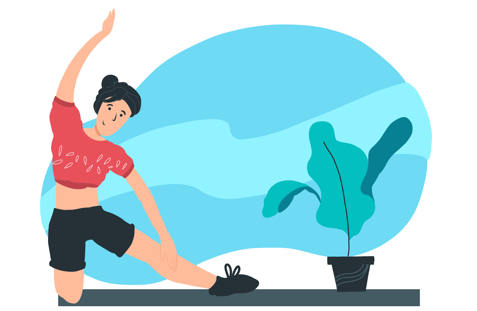 Caucasian Father And Daughter Do Stretch Exercise At Home