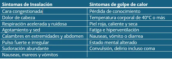 Sintomas de la Insolacion y Golpe de Calor - Kineplanet